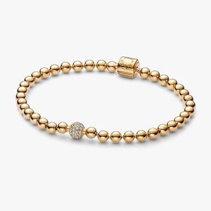 Pandora Yellow Gold Beads & Pavé Bracelet, 8.3 Inches XL